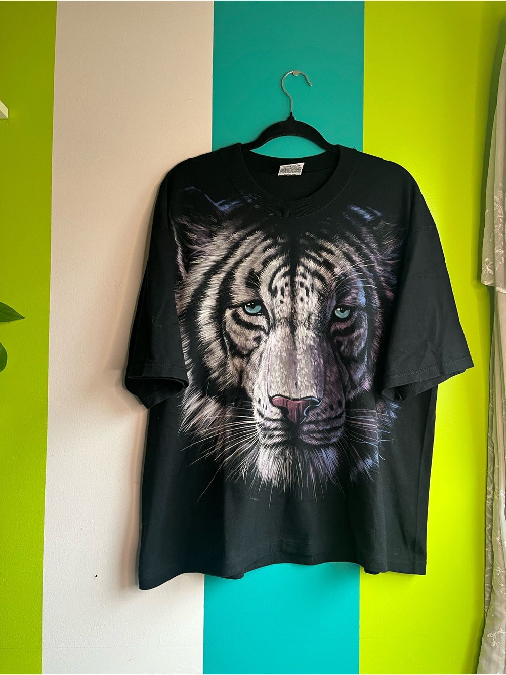 1998 Liquid Blue Black Tee with AOP Tiger Reflection front and back print